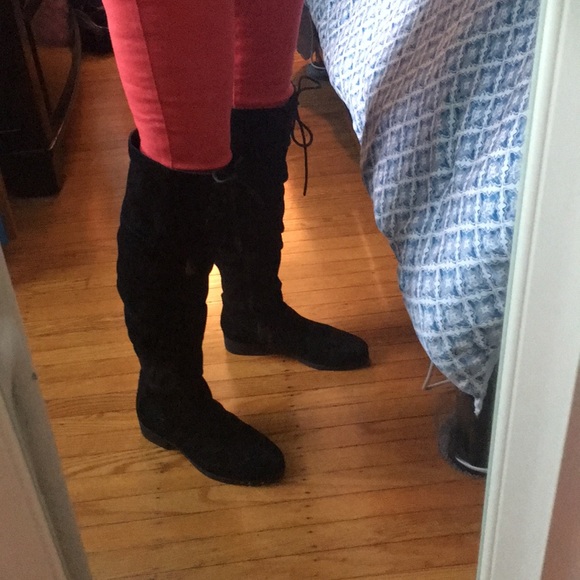 Size 6 wide calf black suede knee high boots - Picture 2 of 7